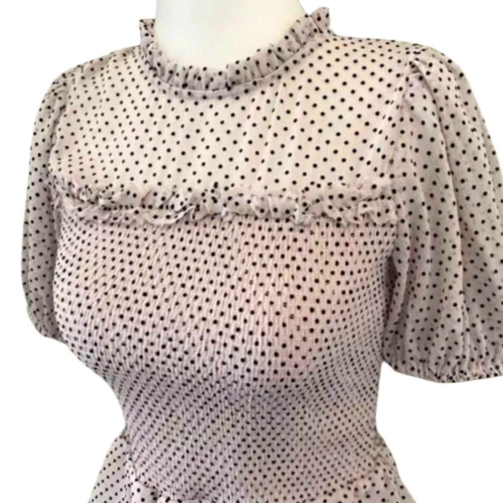 Polka Dot Ruffle Blouse - Picture 2 of 6